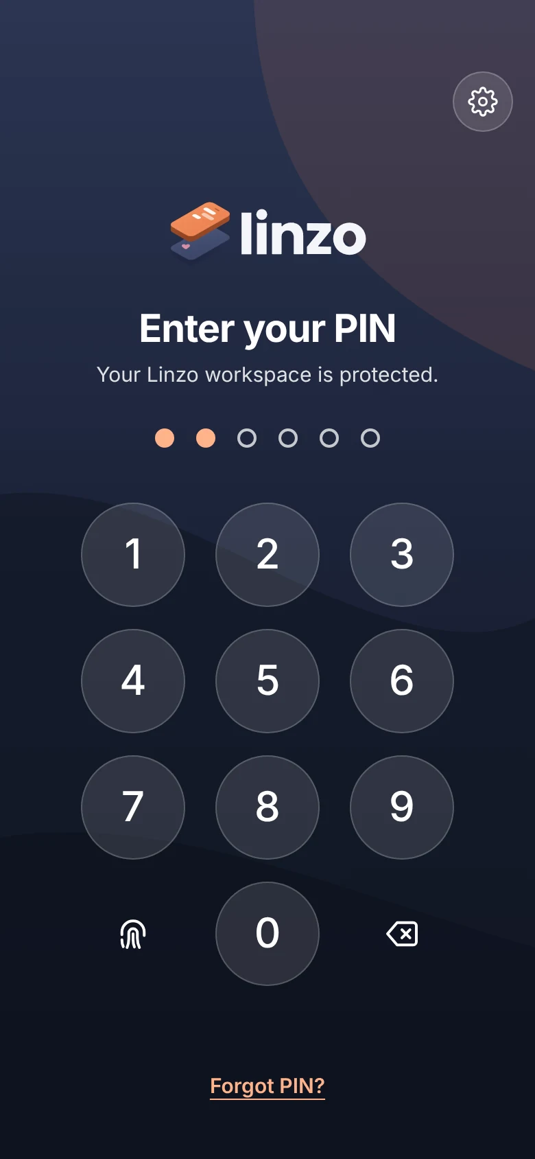 Locked: asking for a PIN.